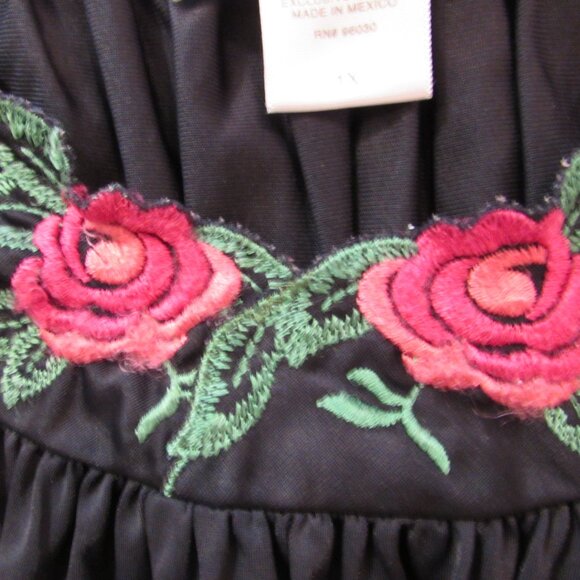 Shadowline 32280 Petals Black Flutter Sleeve Long Gown 1X/XL - Picture 12 of 16